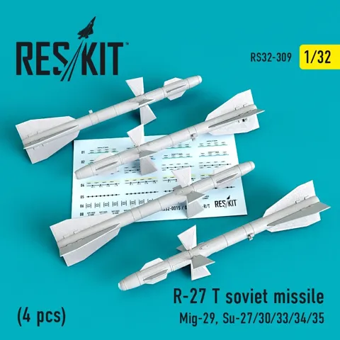 Sada čtyř sovětských raket R-27T Reskit RS32-0309 v měřítku 1/32