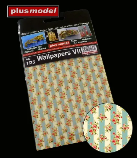 Plus Model 613 tapety VII 1/35 – list papírových tapet pro interiéry diorámat
