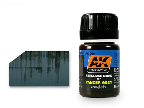 Lahvička emailového efektu AK Interactive Enamel Effects AK069 Streaking Grime Panzer Grey 35 ml