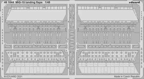 Fotoleptaný plát Eduard 481044 přistávací klapky MiG-15 v měřítku 1/48