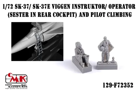 Resinové figurky CMK F72352 1/72 – instruktor v kokpitu SK-37 Viggen a pilot na žebříku