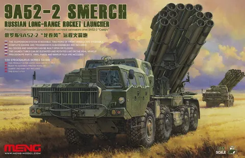 Krabice stavebnice Meng SS-009 ruský raketomet 9A52-2 Smerch v měřítku 1/35