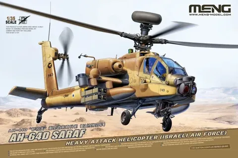 Krabice plastikové stavebnice Meng QS-005 AH-64D Saraf v měřítku 1/35