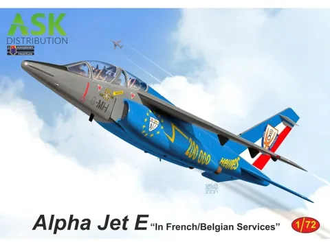 Krabice stavebnice Kovozávody Prostějov KPM0288 Alpha Jet E v měřítku 1/72
