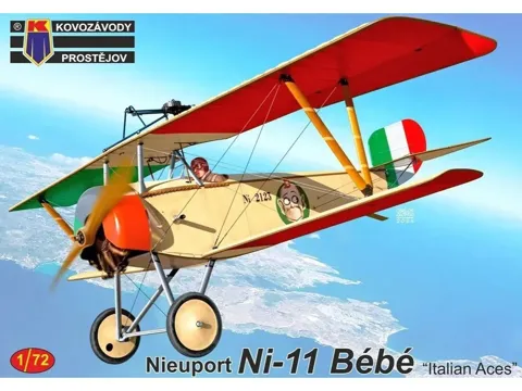 Krabice stavebnice Kovozávody Prostějov KPM0450 Nieuport Ni-11 Bébé Italian Aces v měřítku 1/72