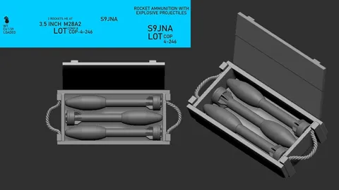 Resinové díly Firma49 A006 1/35 – bedny a 3,5" munice pro M20A Super Bazooka
