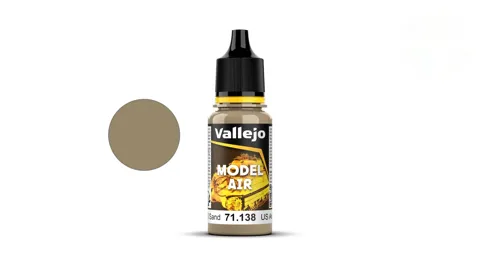 Lahvička akrylové barvy Vallejo Model Air 71138 americká písková US Sand Color 18 ml