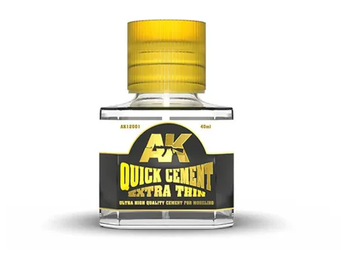 Lahvička lepidla AK Interactive AK12001 Quick Cement Extra Thin 40 ml na plastikové modely