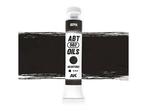 Tuba olejové barvy AK Interactive AKABT002 Oil Paints sépie 20 ml, řada ABT502