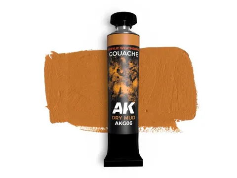 Kelímek kvašové barvy AK Interactive AK Gouache AKG06 Dry Mud, suché bláto, 20 ml