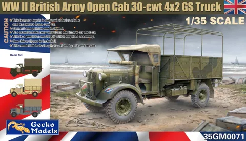Stavebnice Gecko Models 35GM0071 britský nákladní vůz 30-cwt 4x2 GS s otevřenou kabinou, měřítko 1/35