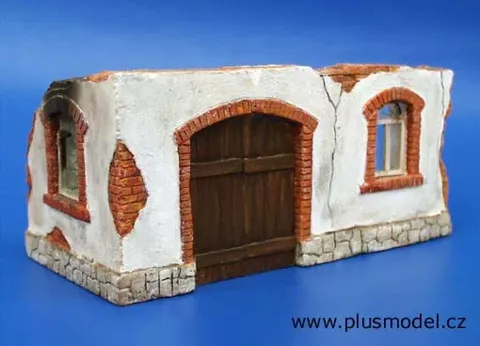 Stavebnice Plus Model 045 ruina budovy 1/35 – díly z tvrzené sádry a resinu