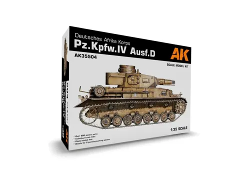 Krabice plastikové stavebnice AK Kits AK35504 Pz.Kpfw. IV Ausf. D Deutsche Afrika Korps v měřítku 1/35