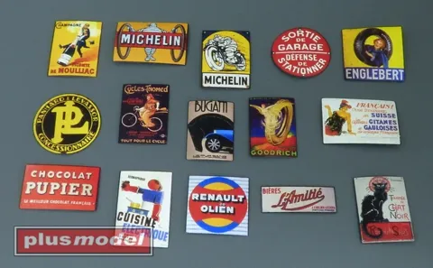 Sada Plus Model 570 – francouzské plechové reklamní cedule 30. a 40. let v měřítku 1/35