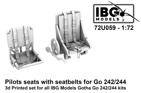 3D tištěné pilotní sedačky s pásy IBG Models 72U059 pro Gotha Go 242/244 v měřítku 1/72