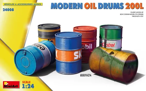 MiniArt 24008 moderní olejové sudy 200 l (1/24)