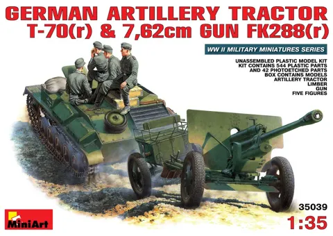 MiniArt 35039 německý dělostřelecký tahač T-70 s kanónem FK 288 a posádkou (1/35)