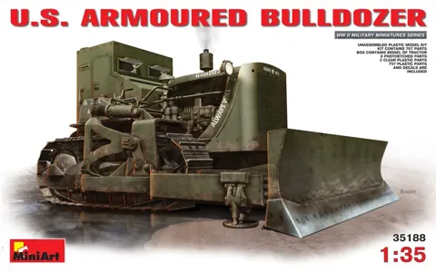 MiniArt 35188 U.S. Armoured Bulldozer – americký obrněný buldozer (1/35)