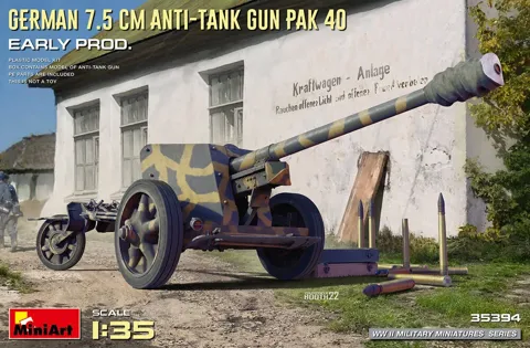 MiniArt 35394 německý protitankový kanon 7,5 cm PaK 40, raná výroba (1/35)