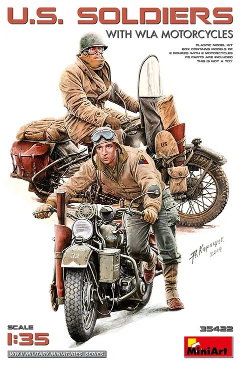 MiniArt 35422 američtí vojáci s motocykly WLA (1/35)