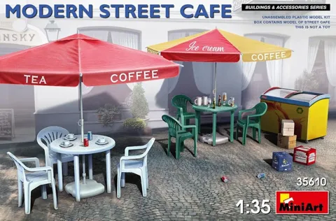 MiniArt 35610 Modern Street Cafe – moderní pouliční kavárna (1/35)