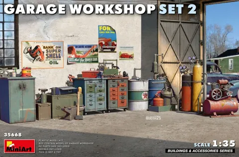 MiniArt 35668 Garage Workshop Set #2 – vybavení dílny (1/35)