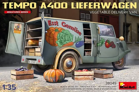 MiniArt 38049 Tempo A400 Lieferwagen rozvážkový vůz na zeleninu (1/35)