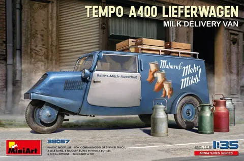 MiniArt 38057 Tempo A400 Lieferwagen – rozvážkový vůz na mléko (1/35)