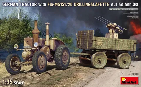 MiniArt 53008 1/35 německý traktor s Fla-MG151/20 Drillingslafette auf Sd.Anh.Ost