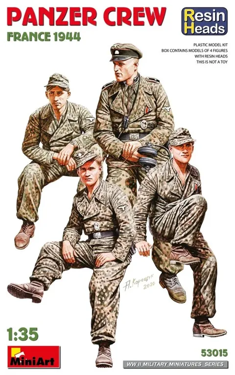 MiniArt 1/35 Panzer Crew. France 1944. Resin Heads – německá tanková osádka (4 figurky)