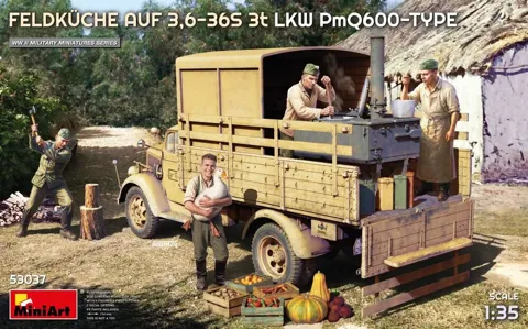 MiniArt 1/35 Feldküche auf 3,6-36S 3t LKW PmQ600-Type německá polní kuchyně