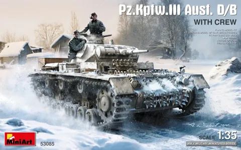 Krabice stavebnice MiniArt 1/35 Pz.Kpfw. III Ausf. D/B s osádkou, německý tank 2. světové války