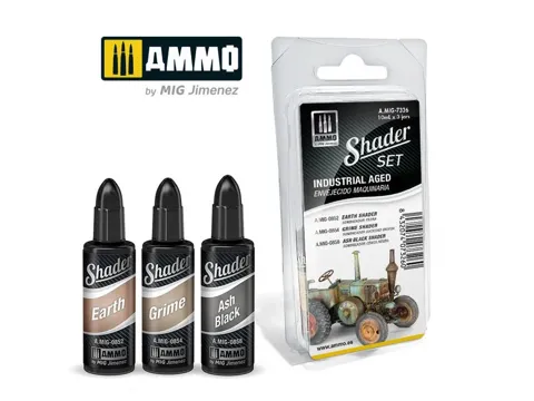 Lahvička akrylového shaderu AMMO Mig A.MIG-7326 SHADER Set Industrial Aged 10 ml