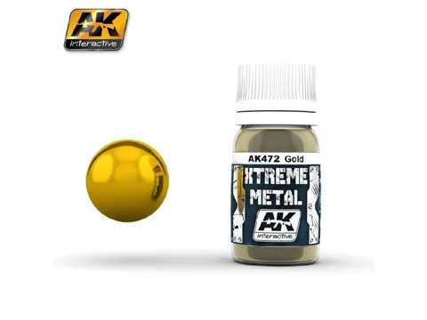 Lahvička metalické barvy AK Interactive Xtreme Metal AK472 zlatá 35 ml
