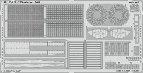 Fotoleptaná sada Eduard 481036 Su-27S exterior 1/48 pro stavebnici Kitty Hawk