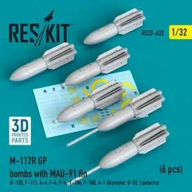 Sada Reskit RS32-0432 — šest pum M-117R se stabilizátorem MAU-91 v měřítku 1/32