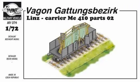 Resinová stavebnice CMK MV074 železniční vůz Linz pro přepravu dílů Me 410, měřítko 1/72