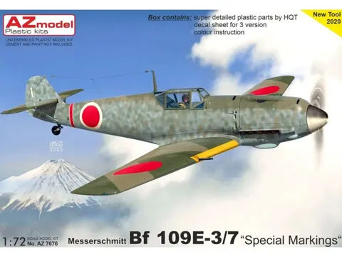 Krabice plastikové stavebnice AZ Model AZ7676 Messerschmitt Bf 109E-3/7 Special Marking v měřítku 1/72