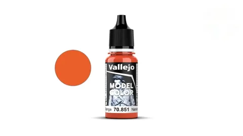 Lahvička akrylové barvy Vallejo Model Color 70851 jasně oranžová matná, 18 ml