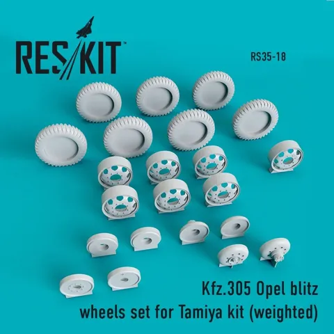 Sada kol Reskit RS35-0018 v měřítku 1/35 pro Kfz.305 Opel Blitz se zatíženými pneumatikami