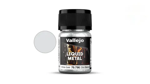 Lahvička metalické barvy Vallejo Liquid Metal 70796 bílé zlato 35 ml