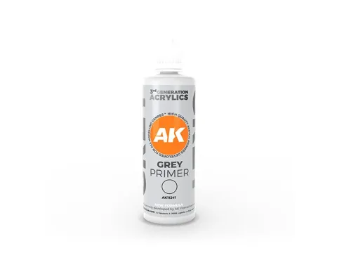 Lahvička akrylového primeru AK Interactive 3GEN AK11241 Grey Primer 100 ml