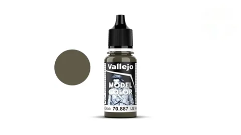 Lahvička akrylové barvy Vallejo Model Color 70887 US Olive Drab matná, 18 ml