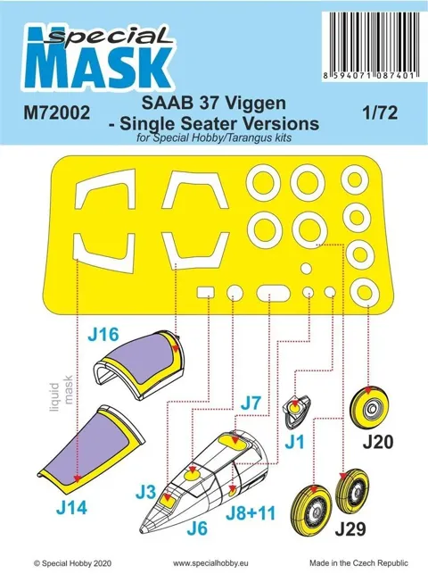 Maskovací sada Special Hobby M72002 pro SAAB 37 Viggen jednomístný v měřítku 1/72