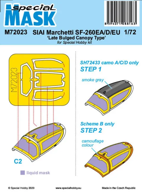 Maskovací set Special Hobby M72023 pro SIAI-Marchetti SF-260 v měřítku 1/72