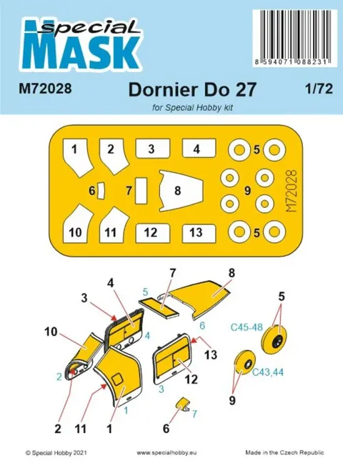 Maskovací sada Special Hobby M72028 pro model Dornier Do 27 v měřítku 1/72