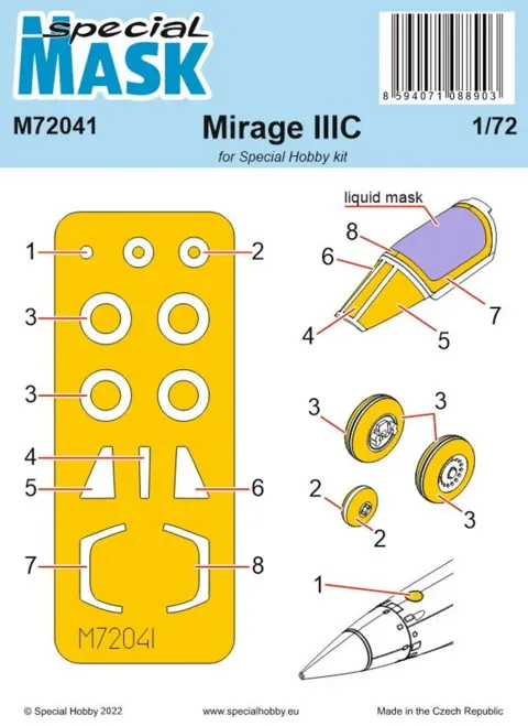 Maskovací sada Special Hobby M72041 pro model Mirage IIIC v měřítku 1/72