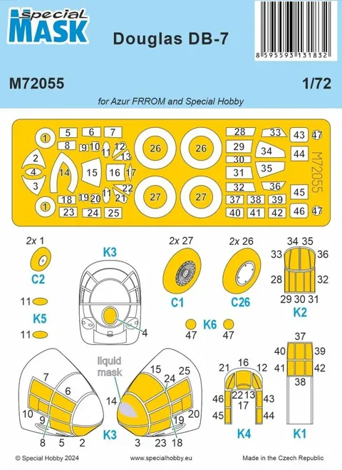 Maskovací sada Special Hobby M72055 pro model DB-7 v měřítku 1/72