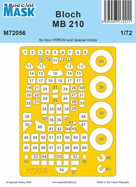 Maskovací sada Special Hobby M72056 pro Bloch MB.210 v měřítku 1/72
