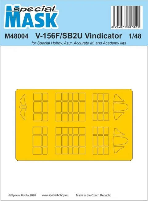 Sada maskovacích šablon Special Hobby M48004 pro V-156F/SB2U Vindicator v měřítku 1/48